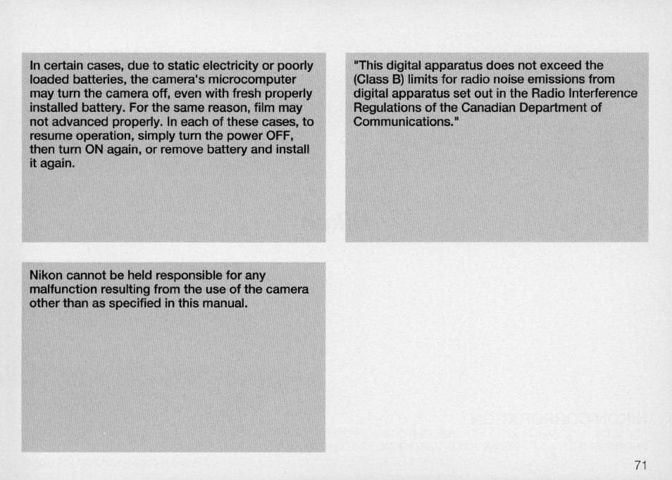 Speedlight compatibility | Nikon Camera F50 User Manual | Page 71 / 97
