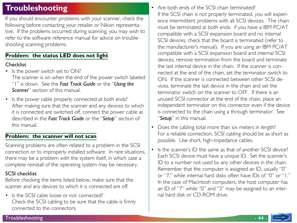 Troubleshooting | Nikon LS-30 User Manual | Page 44 / 49