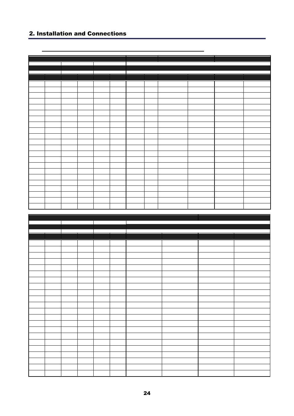 Np4100w throw distance and screen size values, Installation and connections | Nikon NP4100 User Manual | Page 39 / 158