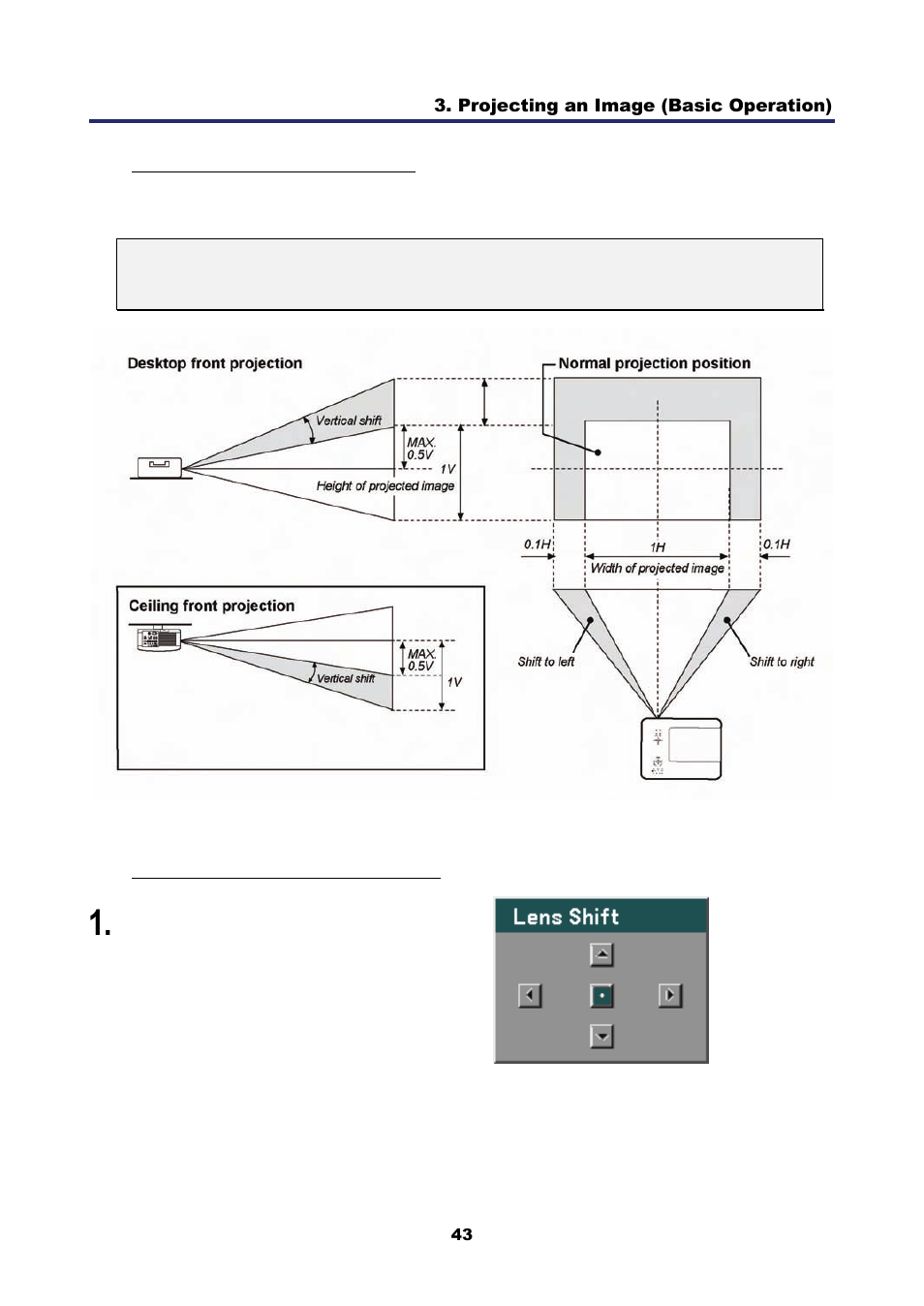 Lens shift adjustable range, From the remote control unit | Nikon NP4100 User Manual | Page 58 / 158