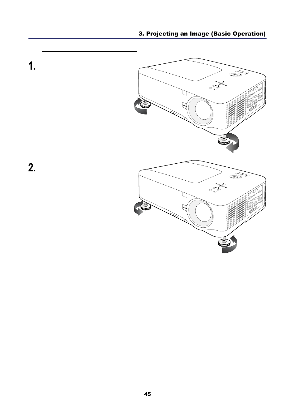 Adjusting the projector level | Nikon NP4100 User Manual | Page 60 / 158