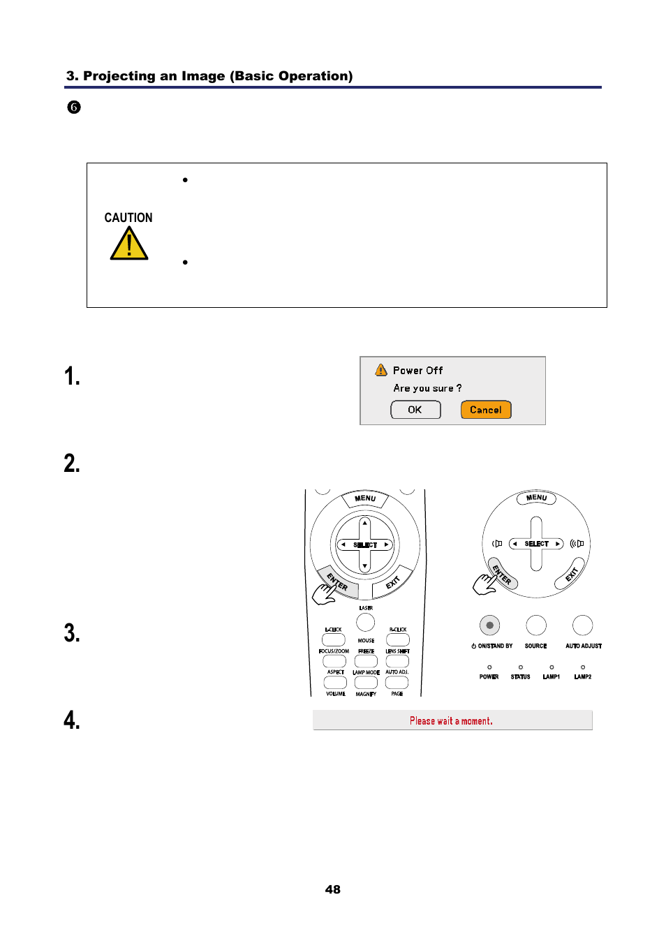 6) turning off the projector, Urning off the, Rojector | Nikon NP4100 User Manual | Page 63 / 158
