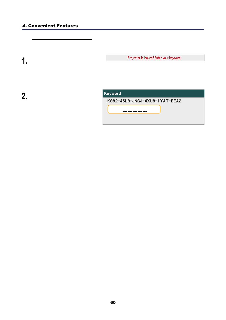 Unlocking the projector | Nikon NP4100 User Manual | Page 75 / 158