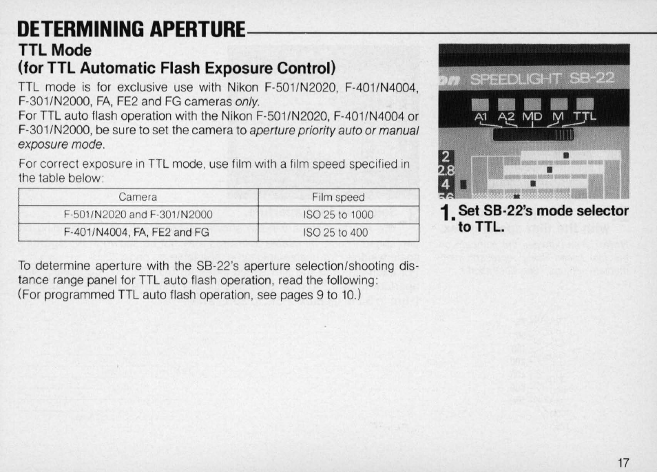 Autofocus flash photography | Nikon Autofocus Speedlight SB-22 User Manual | Page 17 / 84