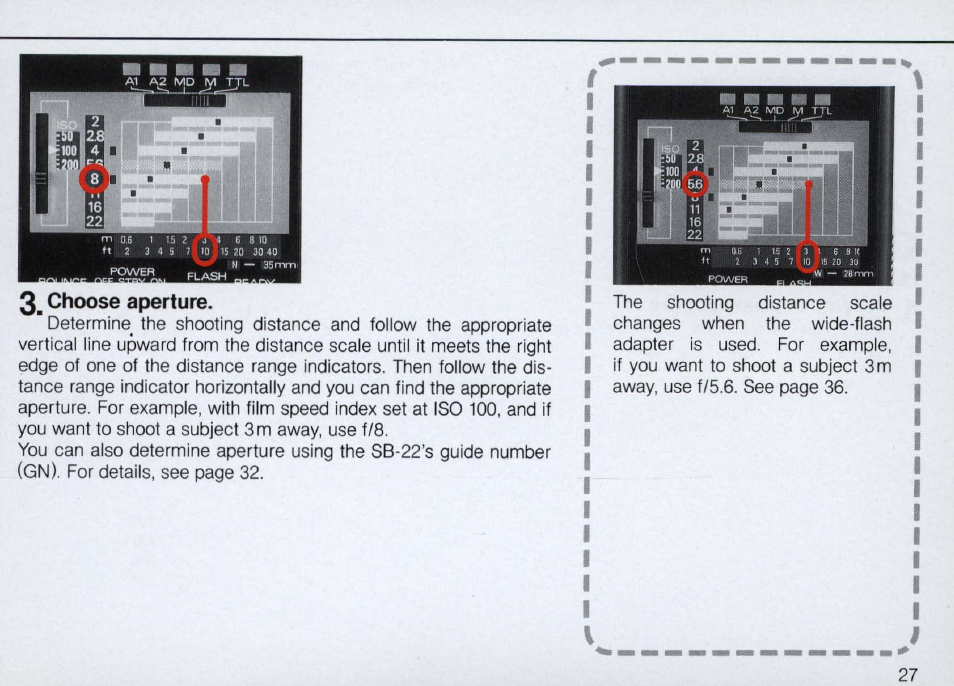 Exposure compensation in ttl mode | Nikon Autofocus Speedlight SB-22 User Manual | Page 27 / 84