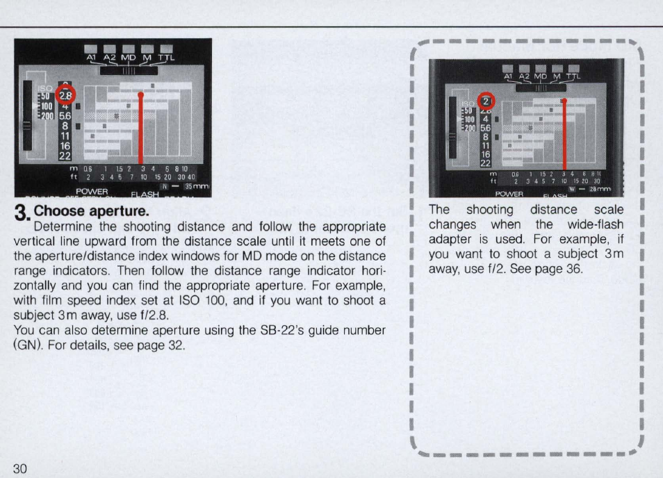 2,select appropriate aperture | Nikon Autofocus Speedlight SB-22 User Manual | Page 30 / 84