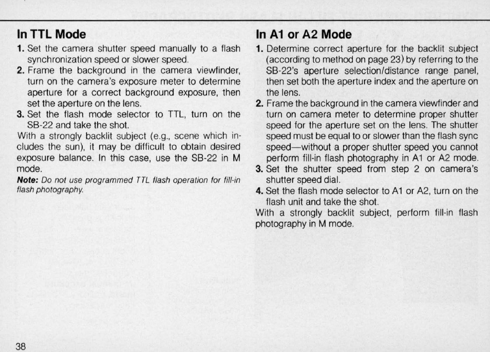 Speedlight sb-22 | Nikon Autofocus Speedlight SB-22 User Manual | Page 38 / 84