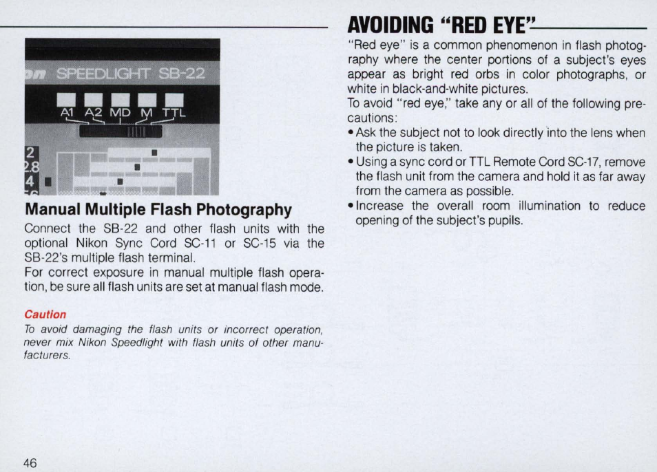 Ready-light indications | Nikon Autofocus Speedlight SB-22 User Manual | Page 46 / 84