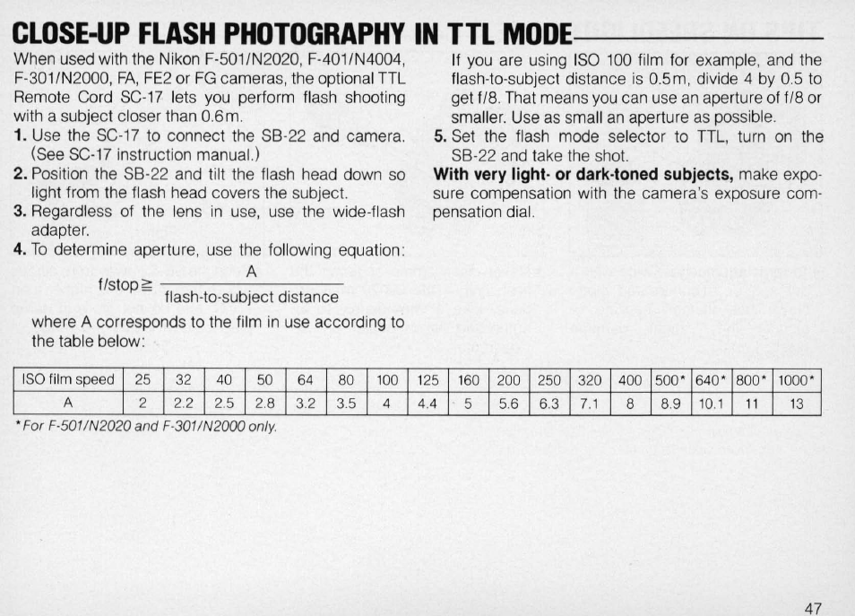 Nikon Autofocus Speedlight SB-22 User Manual | Page 47 / 84