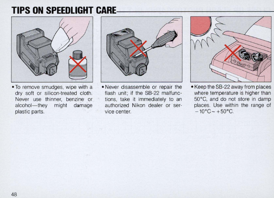 Ready-light warning functions, Ready-light indications -35 | Nikon Autofocus Speedlight SB-22 User Manual | Page 48 / 84