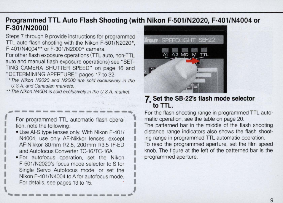 Nikon Autofocus Speedlight SB-22 User Manual | Page 9 / 84