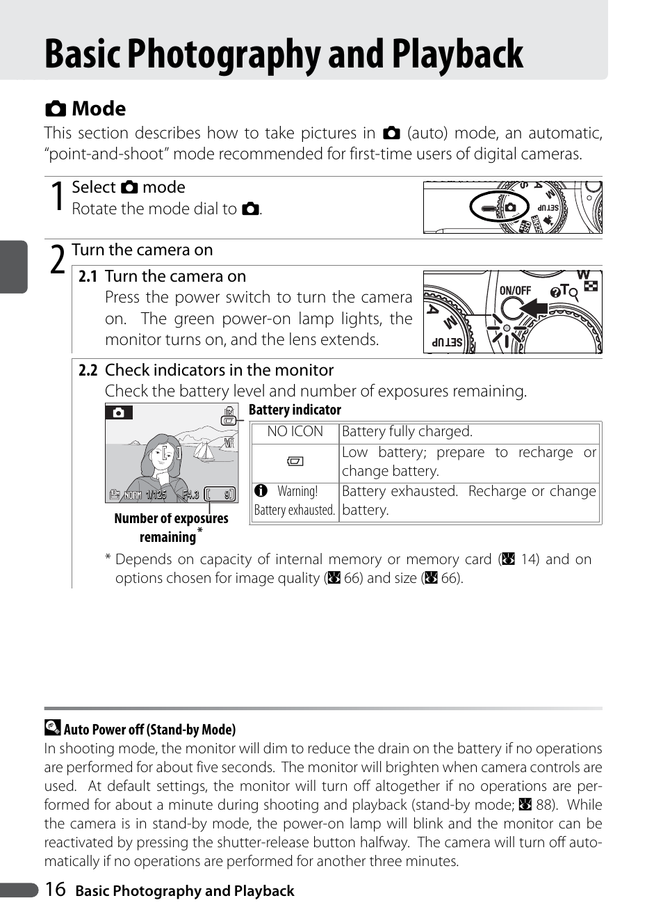 Basic photography and playback, Auto mode, U mode | Nikon Coolpix P5000 User Manual | Page 28 / 127