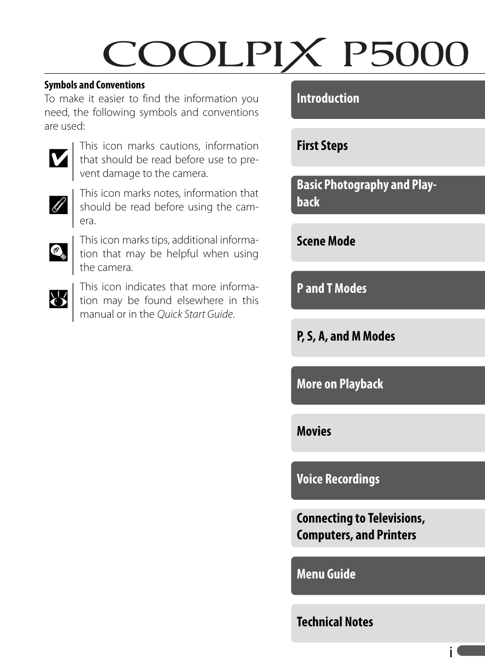 Nikon Coolpix P5000 User Manual | Page 3 / 127