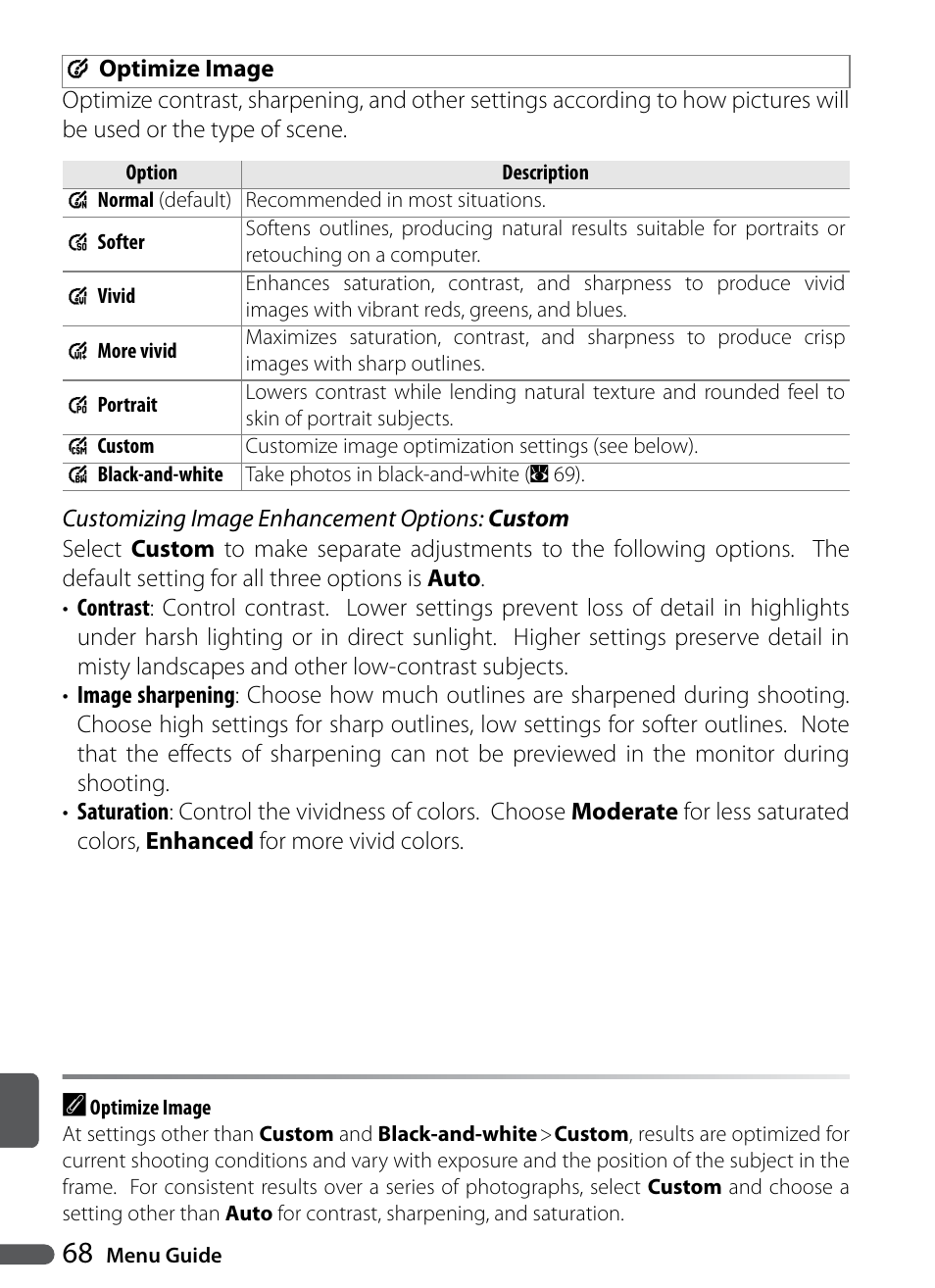 Optimize image | Nikon Coolpix P5000 User Manual | Page 80 / 127