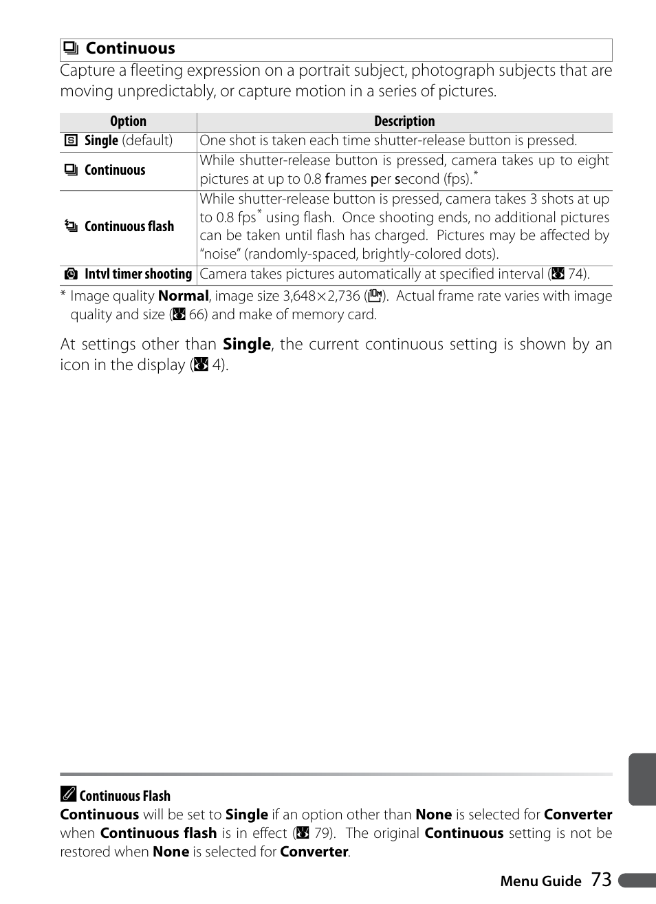 Continuous | Nikon Coolpix P5000 User Manual | Page 85 / 127