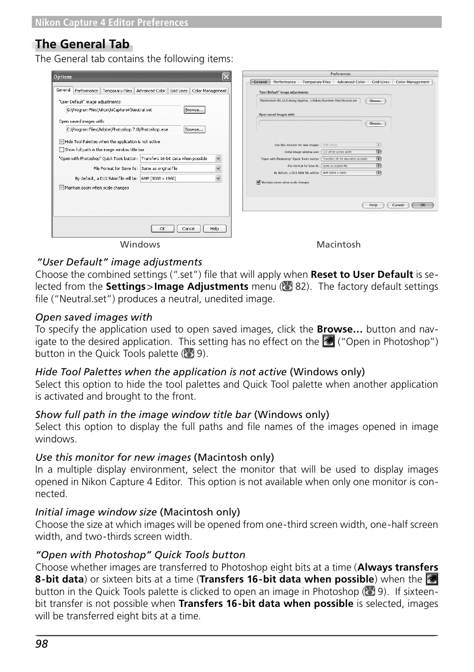 The general tab | Nikon 4 User Manual | Page 102 / 161