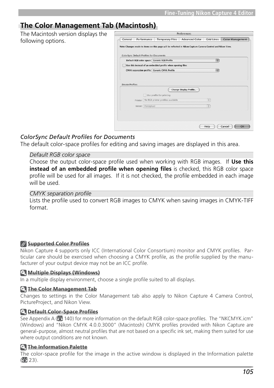 The color management tab (macintosh) | Nikon 4 User Manual | Page 109 / 161