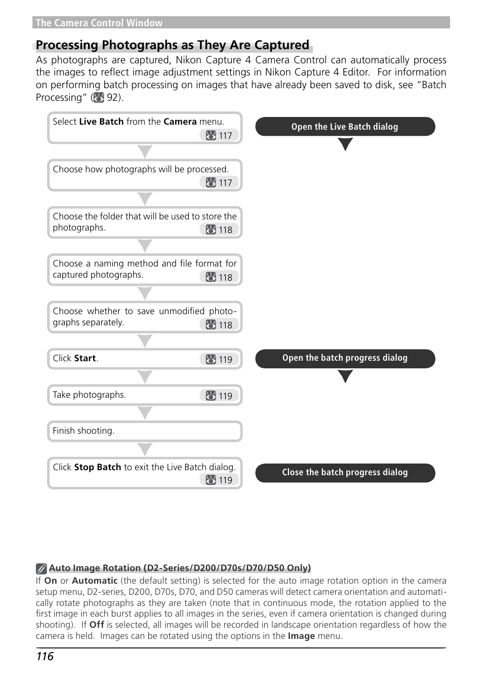 Processing photographs as they are captured | Nikon 4 User Manual | Page 120 / 161