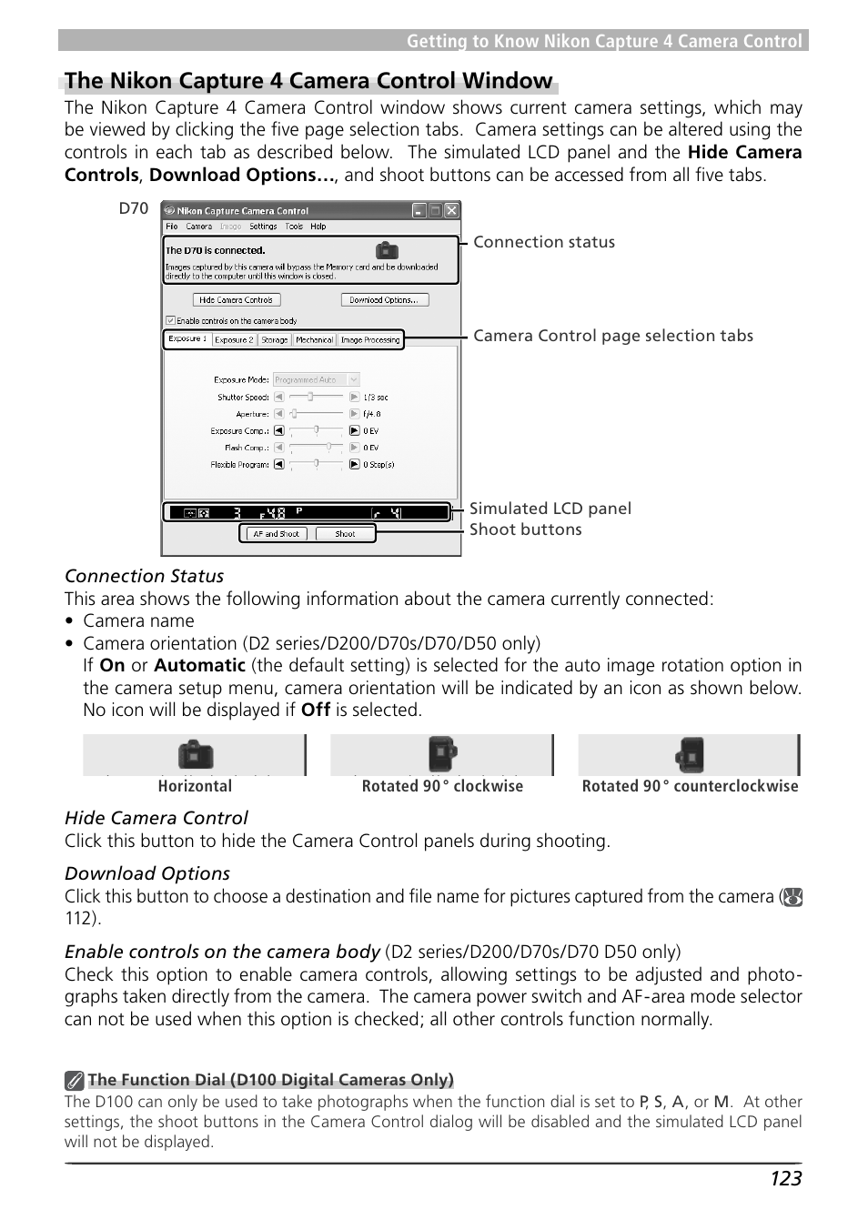 The nikon capture 4 camera control window | Nikon 4 User Manual | Page 127 / 161
