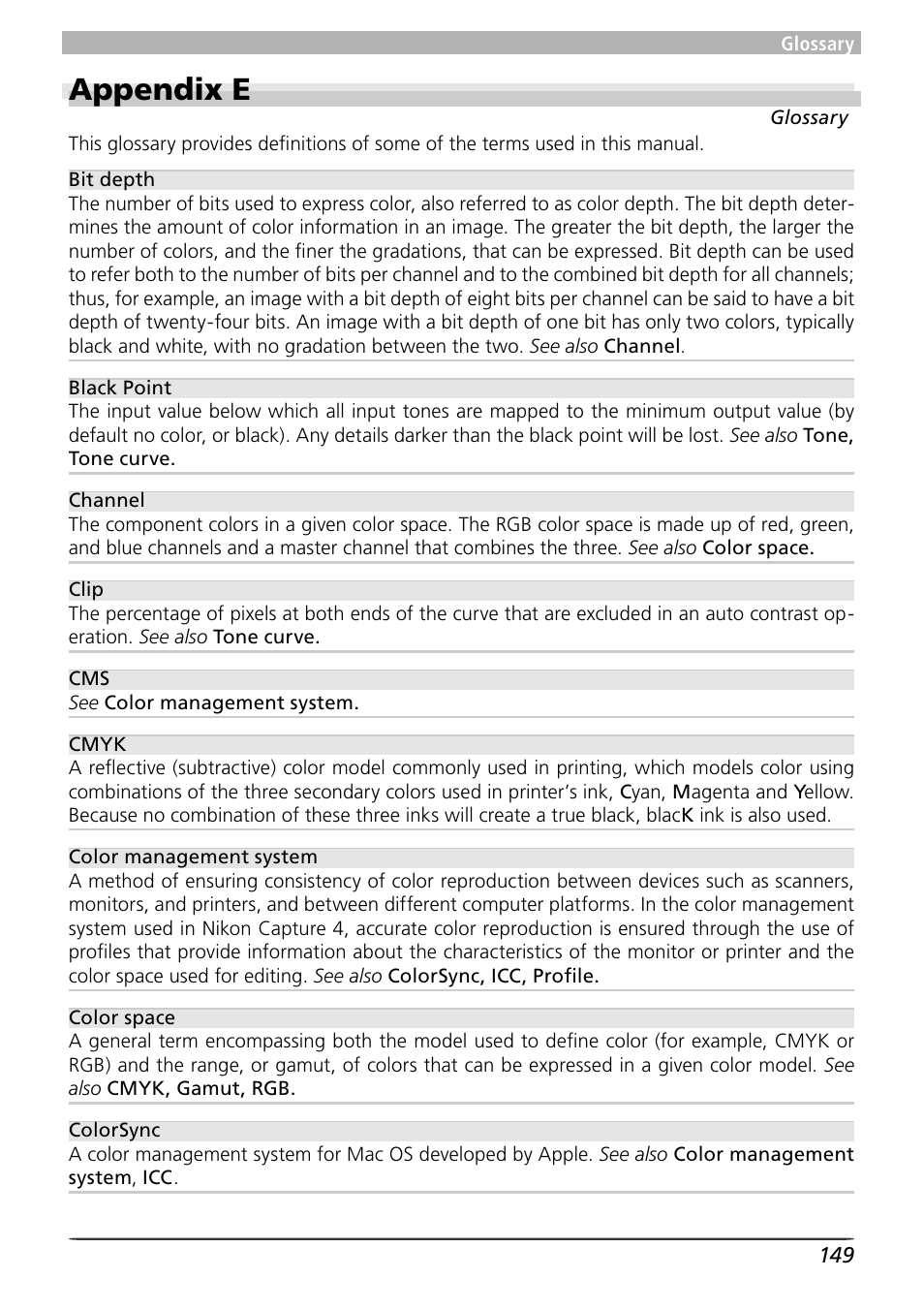 Appendix e | Nikon 4 User Manual | Page 153 / 161