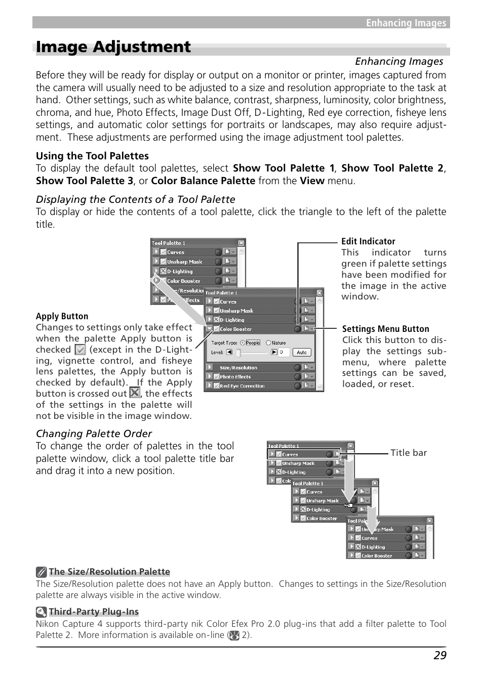 Image adjustment | Nikon 4 User Manual | Page 33 / 161