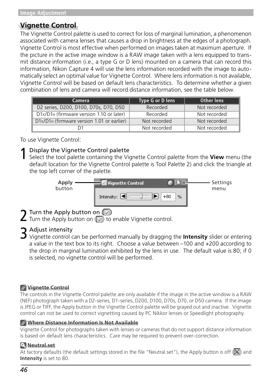 Vignette control | Nikon 4 User Manual | Page 50 / 161