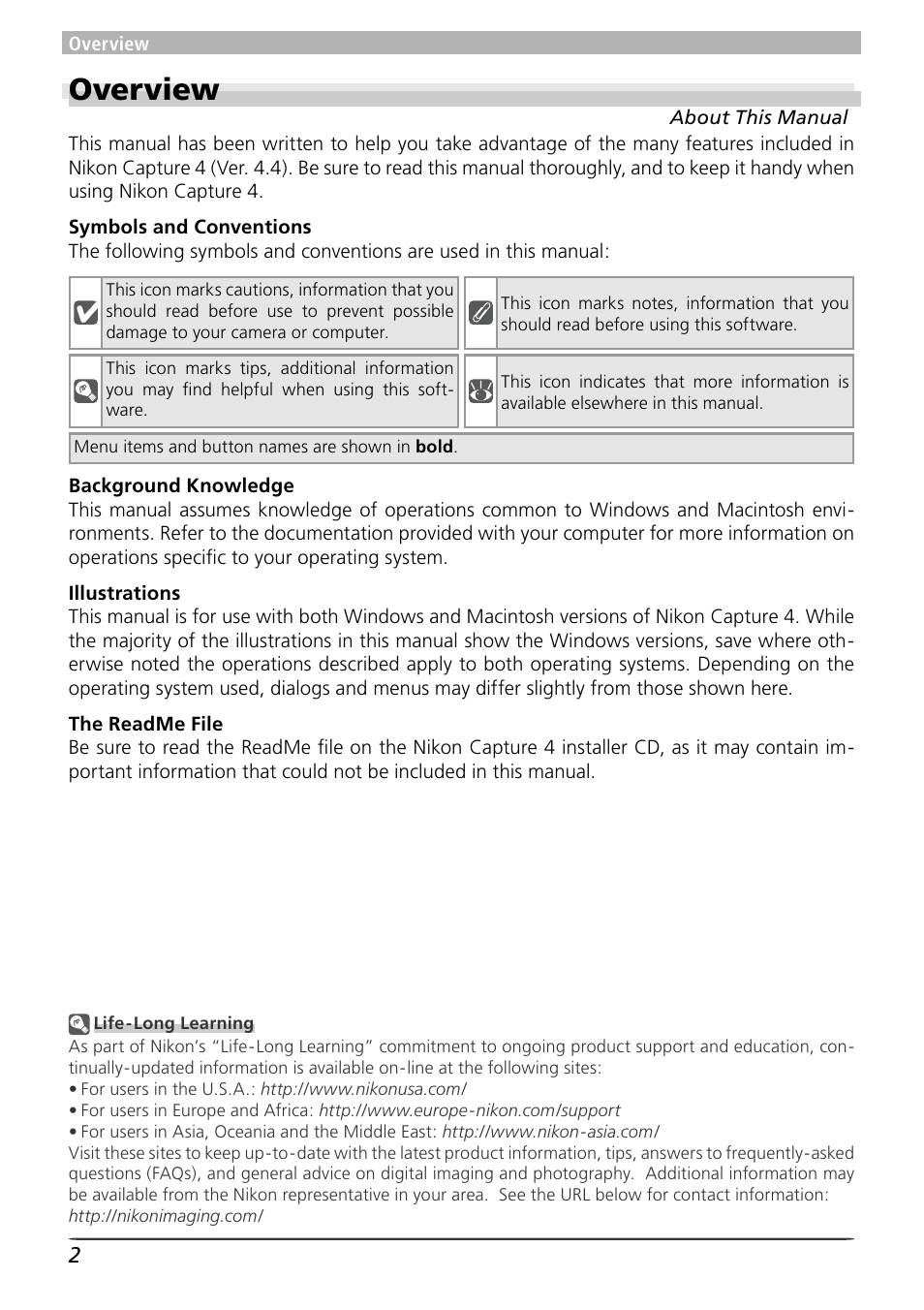 Overview | Nikon 4 User Manual | Page 6 / 161