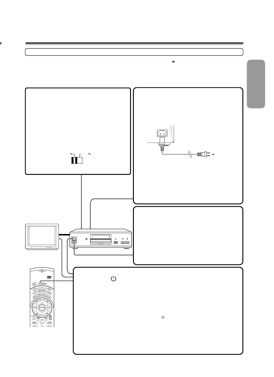 Connecting the power/ turning on the dvd player, Press power to switch on the main power | North American Battery Company DVD Audio/Video Player DV-S939 User Manual | Page 17 / 64