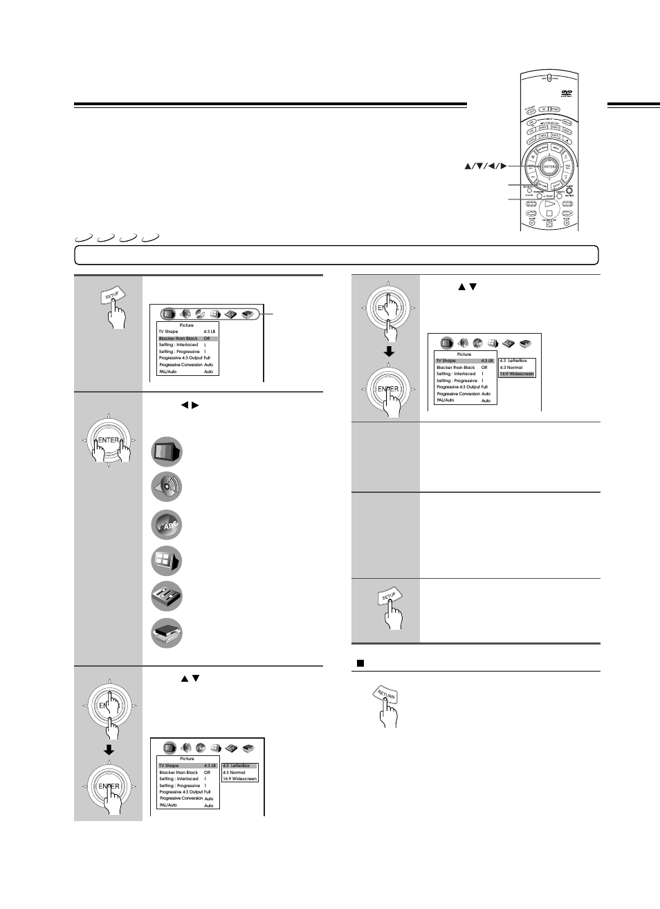 Customizing the function settings, Making adjustments to setting | North American Battery Company DVD Audio/Video Player DV-S939 User Manual | Page 44 / 64