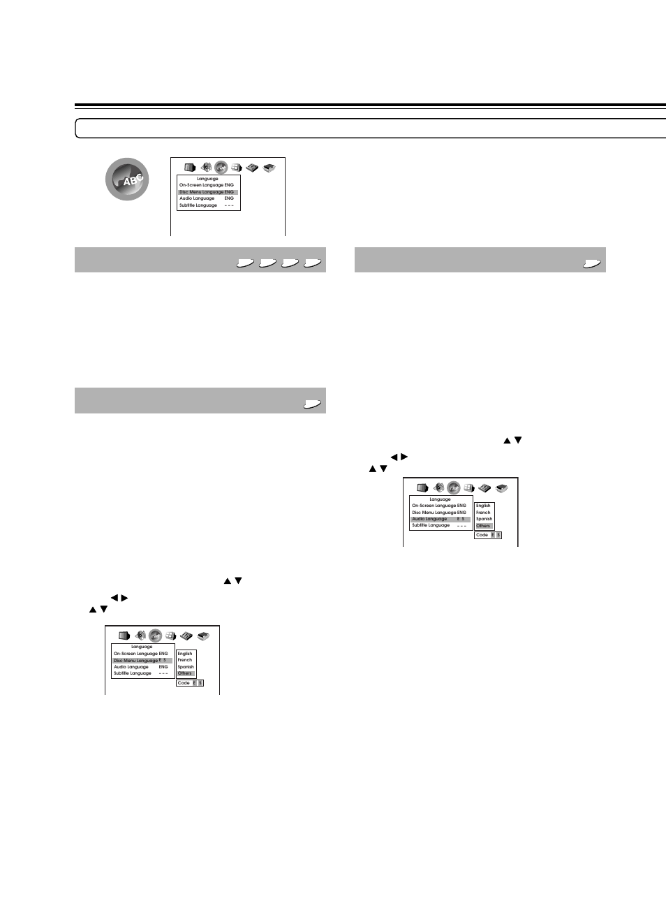 Customizing the function settings, On-screen language, Disc menu language | North American Battery Company DVD Audio/Video Player DV-S939 User Manual | Page 50 / 64