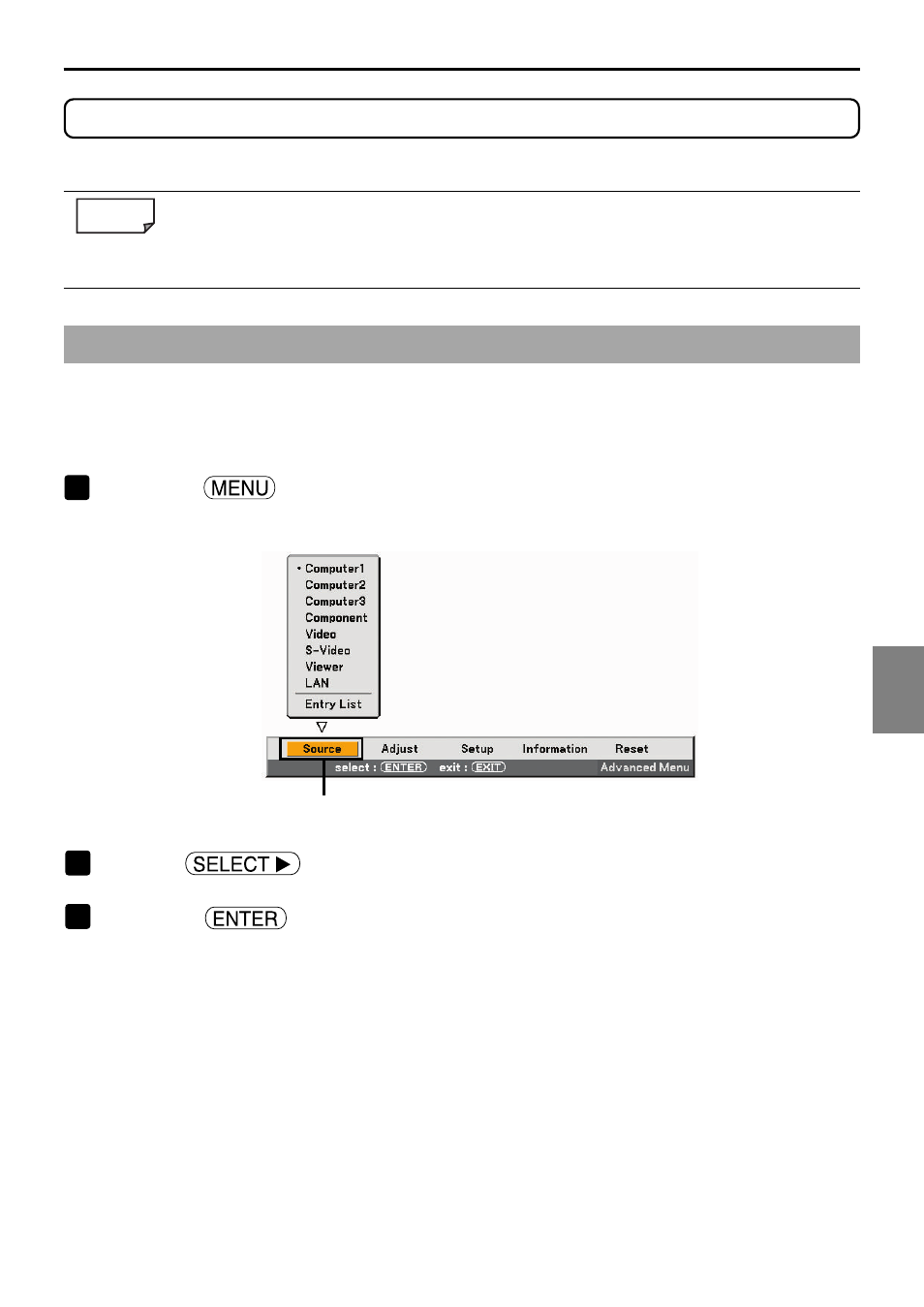 Setting the lan setting of projector, 1. displaying on-screen menu (lan mode) | NEC LT280 User Manual | Page 15 / 40