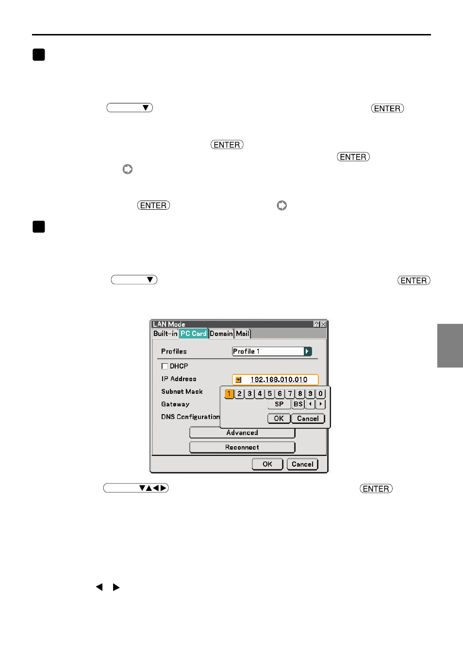 Setting the lan setting of projector | NEC LT280 User Manual | Page 19 / 40