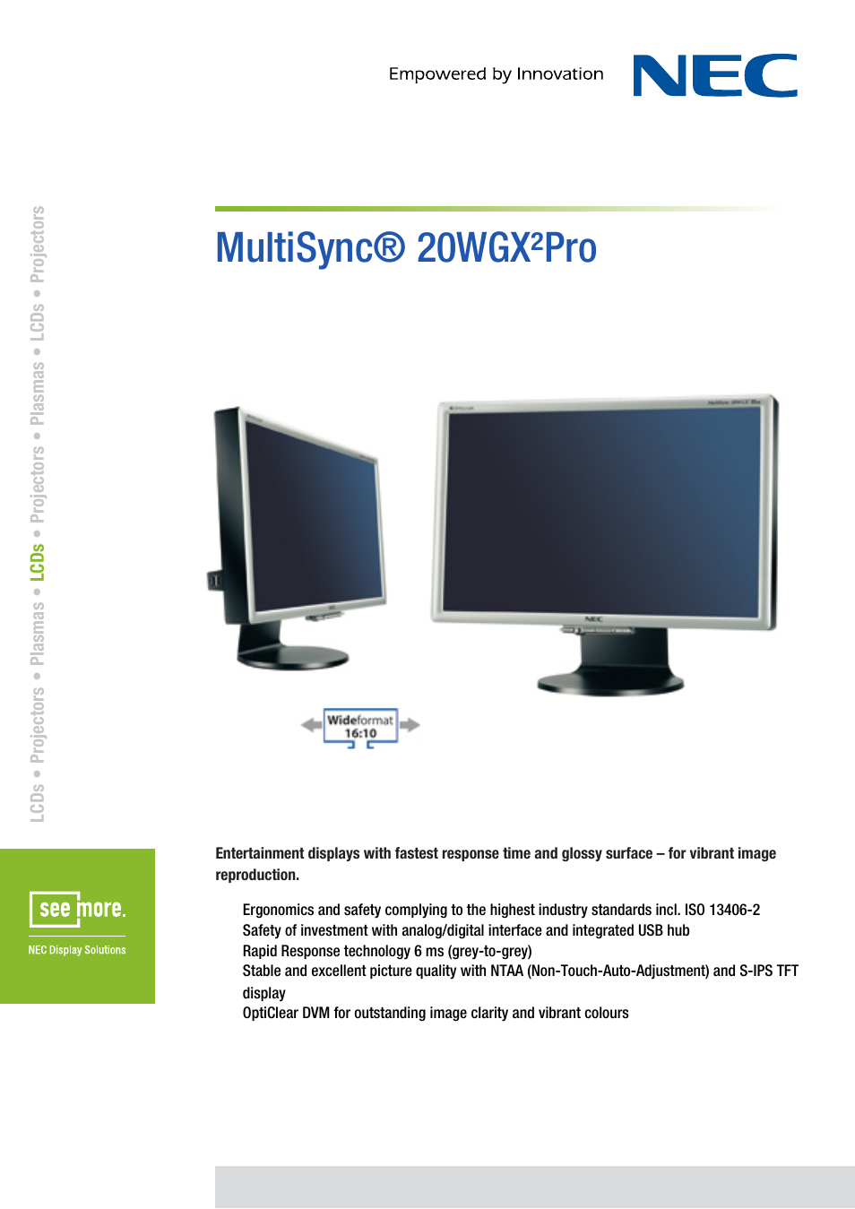 NEC 20WGX User Manual | 2 pages