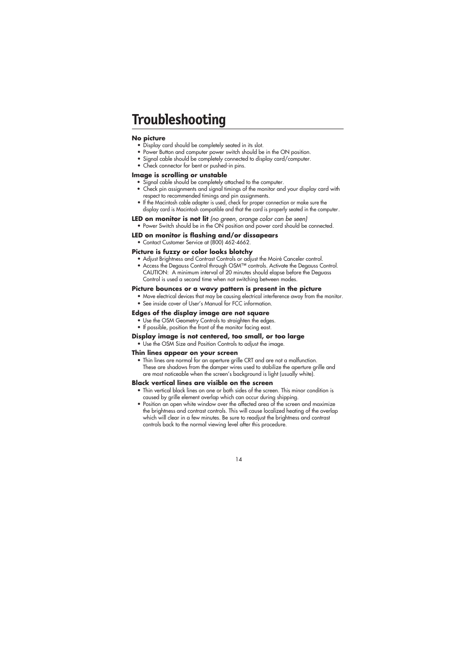 Troubleshooting | NEC FE991SB User Manual | Page 16 / 41