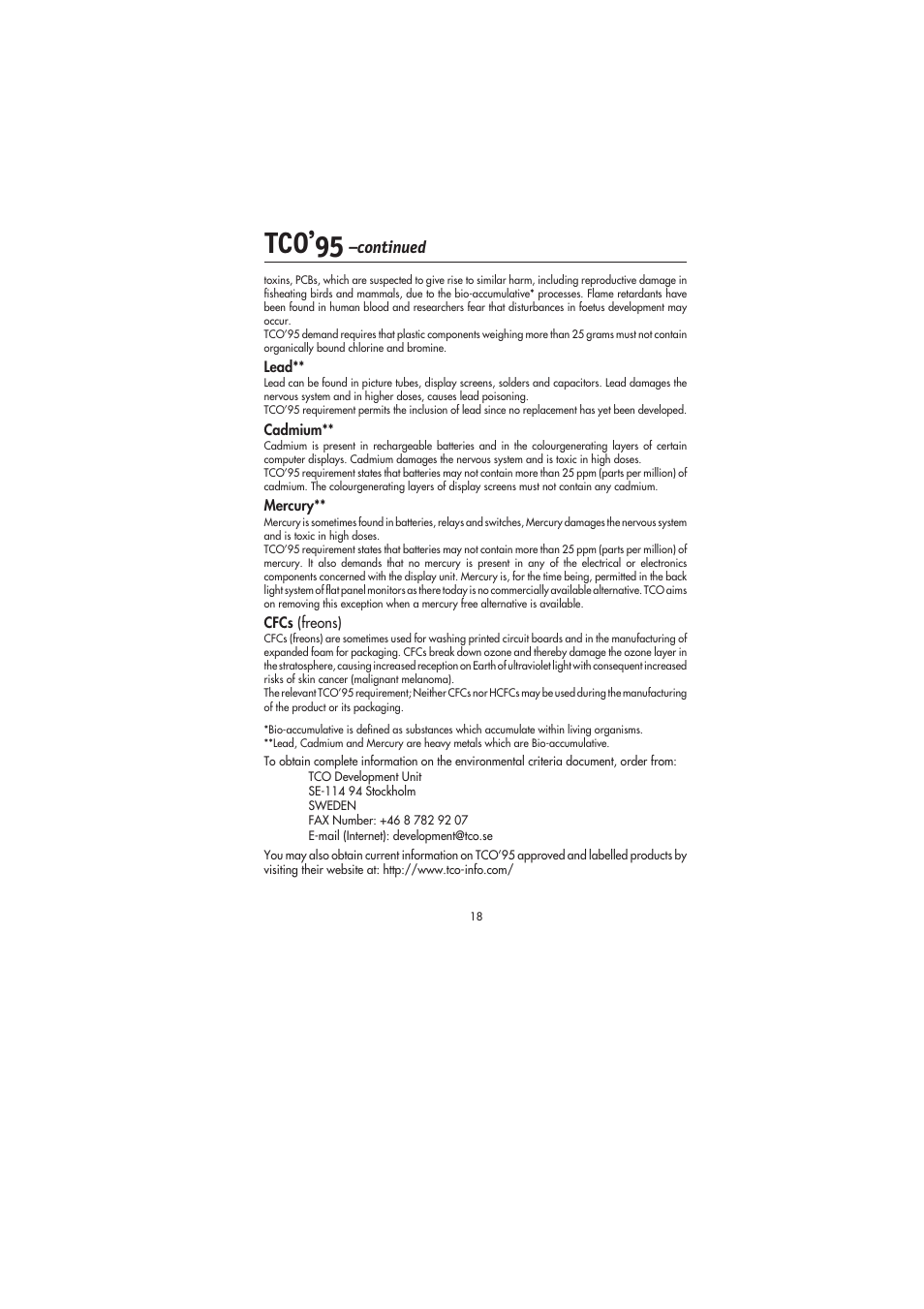 Tco’95 | NEC FE991SB User Manual | Page 20 / 41