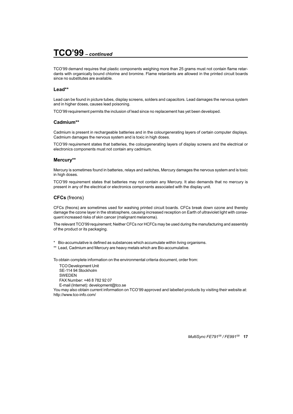 Tco’99 | NEC FE991SB User Manual | Page 41 / 41