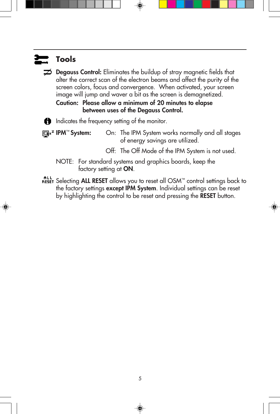 Controls, Tools | NEC E700 User Manual | Page 7 / 16