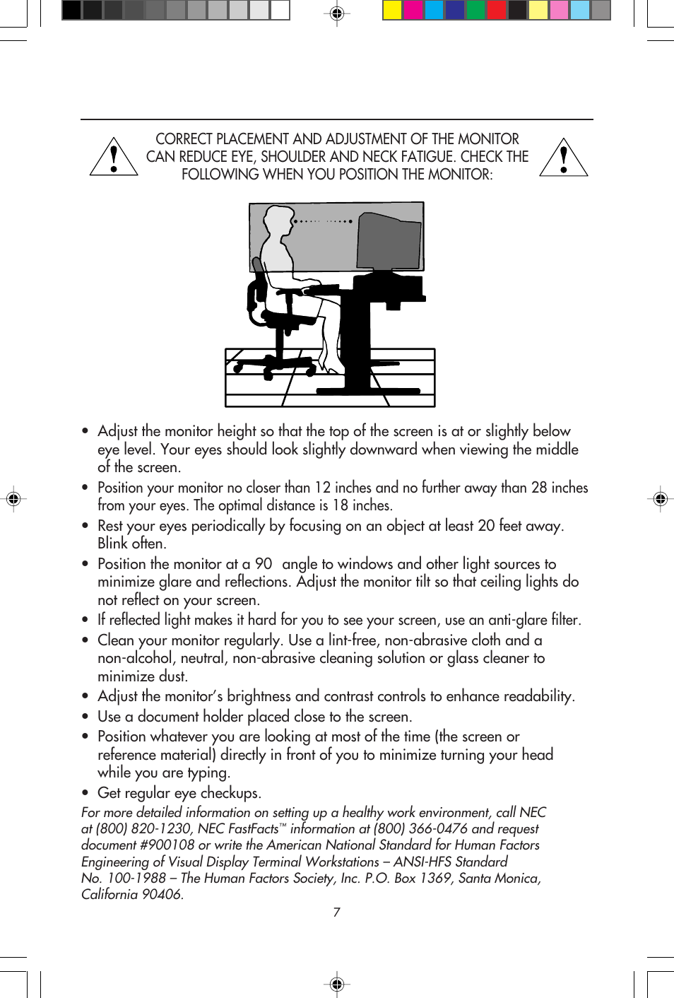 Recommended use | NEC E700 User Manual | Page 9 / 16