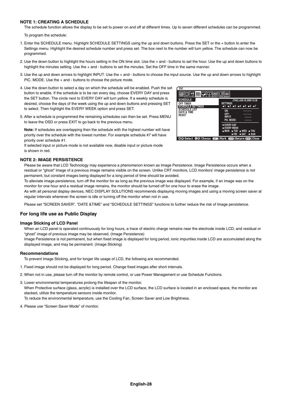 For long life use as public display | NEC MultiSync V462 User Manual | Page 30 / 43