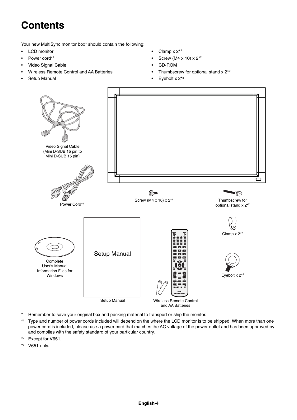 NEC MultiSync V462 User Manual | Page 6 / 43