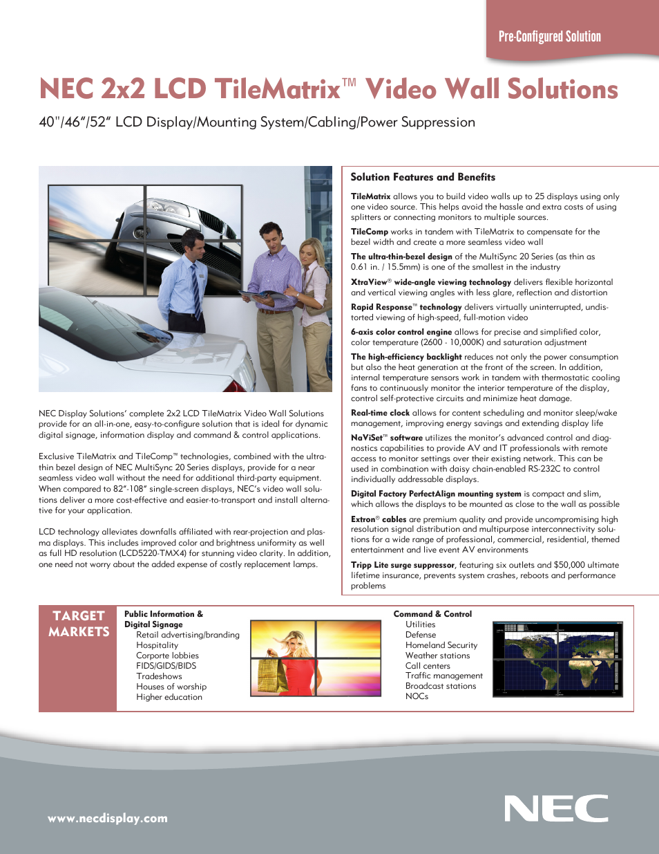 NEC MultiSync LCD4020-TMX4 User Manual | 4 pages