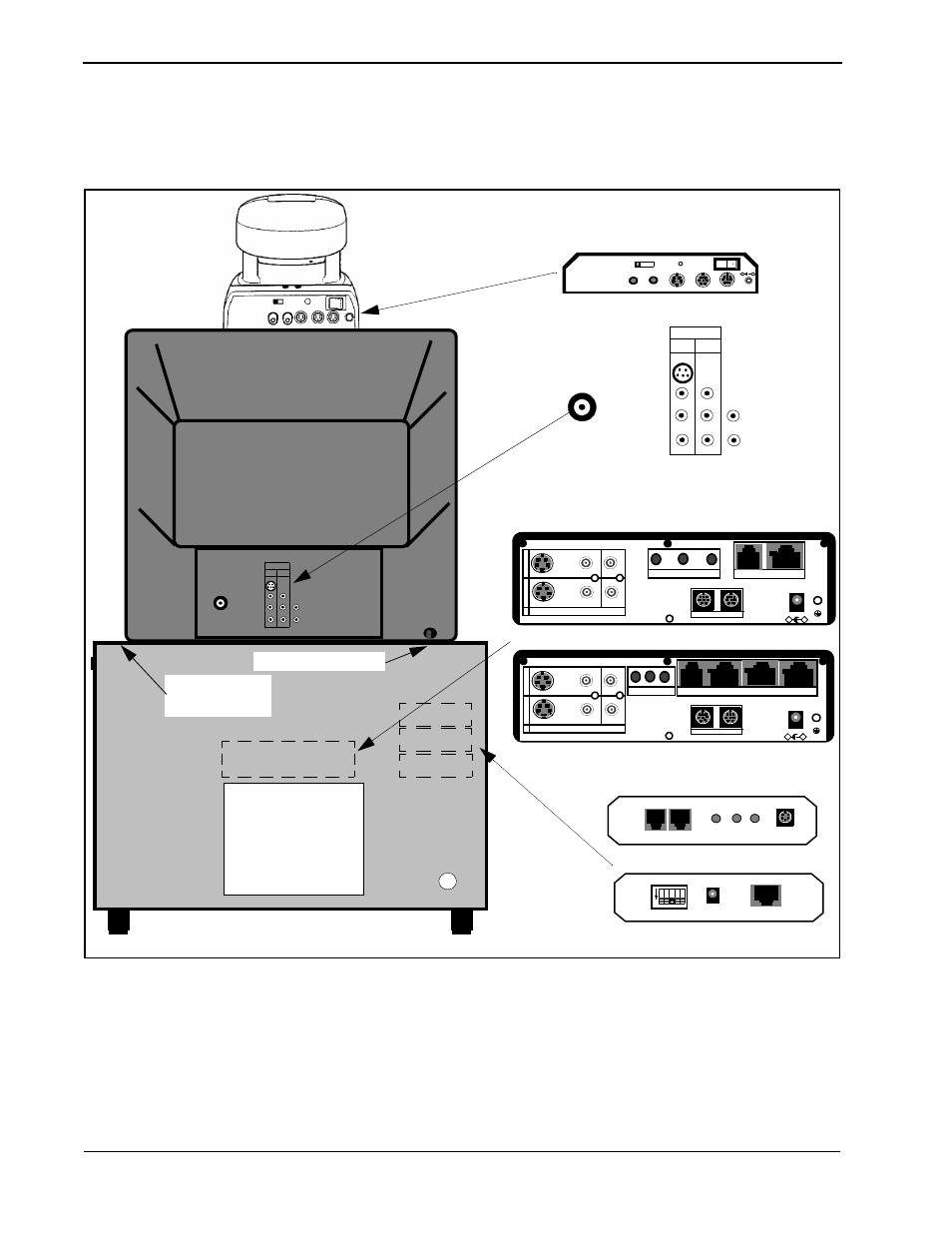4 rollabout configuration, Figure 4-7: equipment placement -12, Control,video, & audio hole power cable hole | Figure 4-7: equipment placement, Nt1 front, Visualink 384 rear | NEC VisuaLink 128/384 User Manual | Page 40 / 154