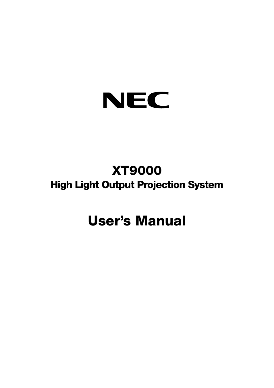 User’s manual | NEC XT9000 User Manual | Page 2 / 54