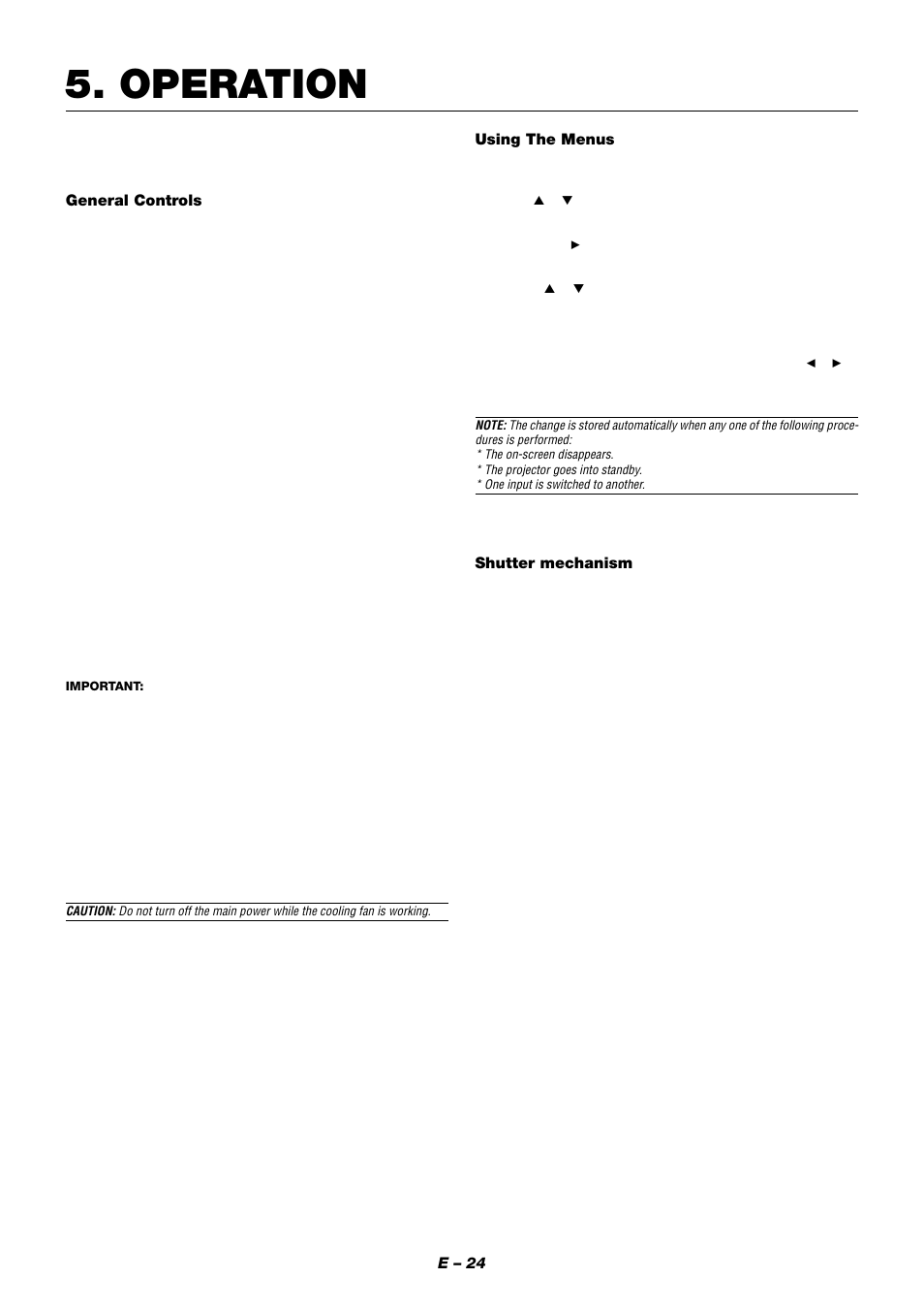 Operation | NEC XT9000 User Manual | Page 31 / 54