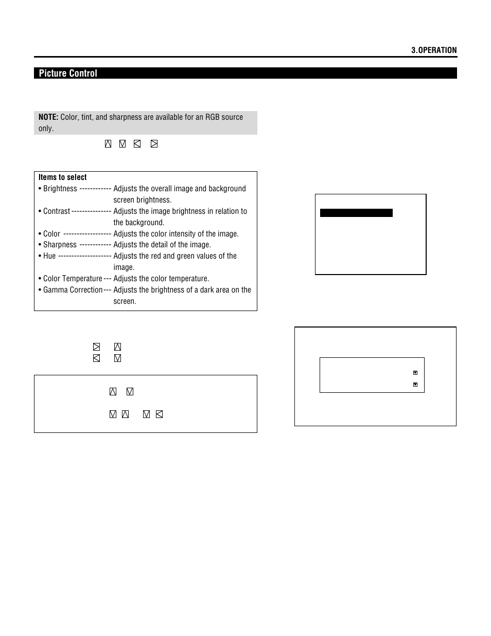 Picture control | NEC XL-3500 User Manual | Page 37 / 81