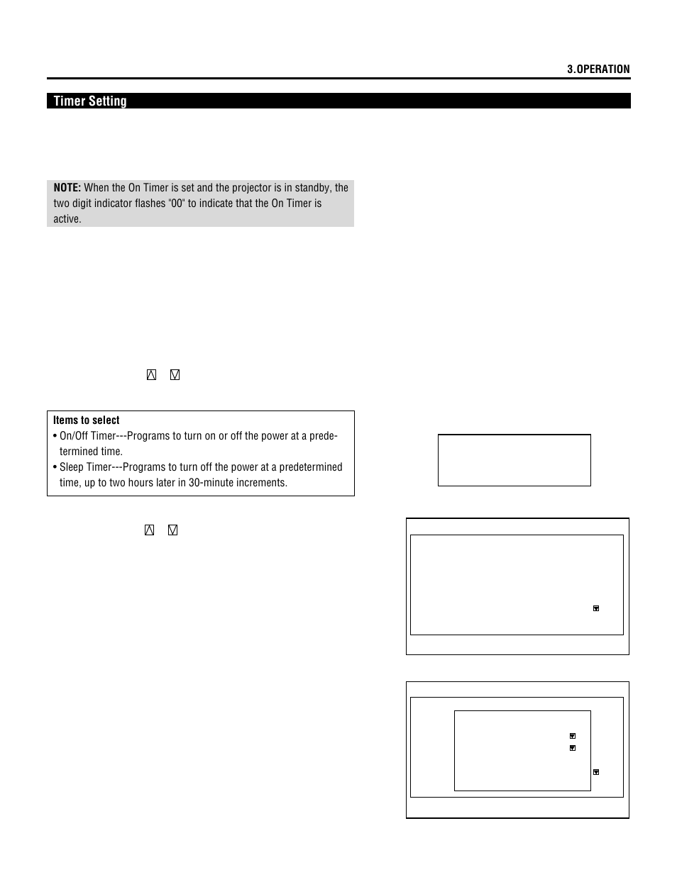 Timer setting, Operation | NEC XL-3500 User Manual | Page 41 / 81