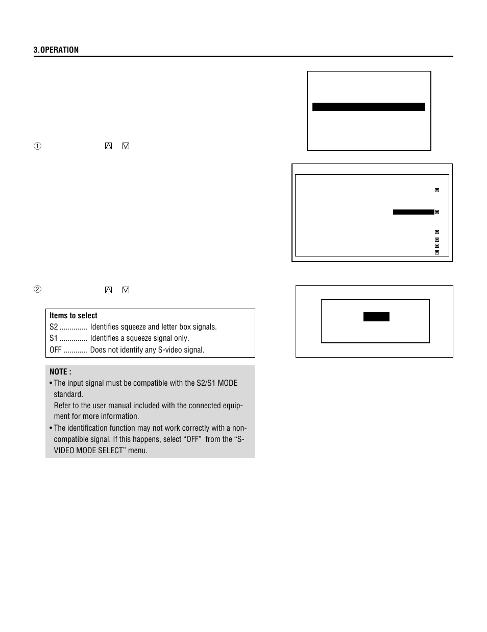 S-video mode select | NEC XL-3500 User Manual | Page 62 / 81