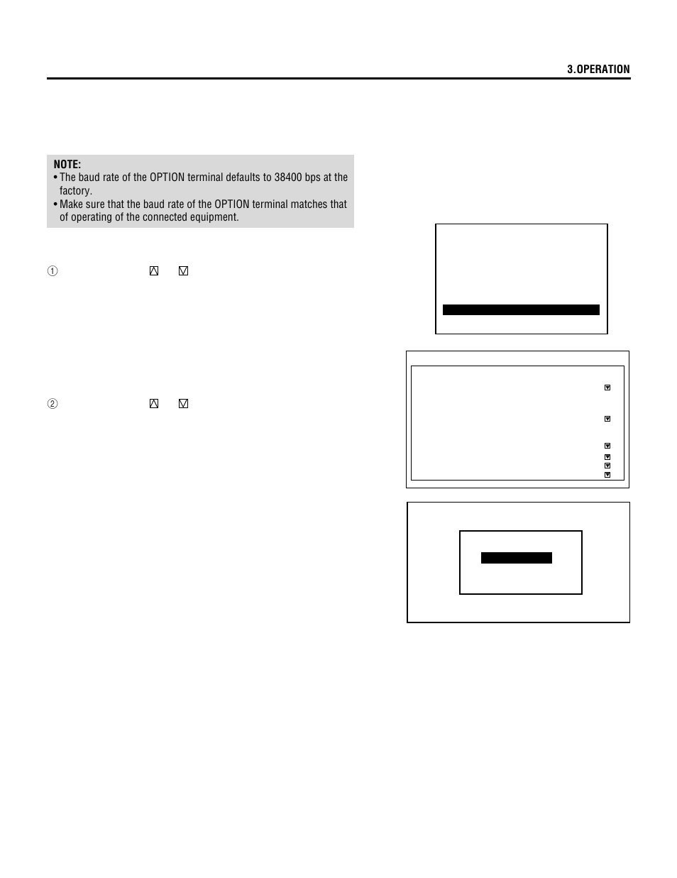 Option terminal speed, Operation | NEC XL-3500 User Manual | Page 65 / 81