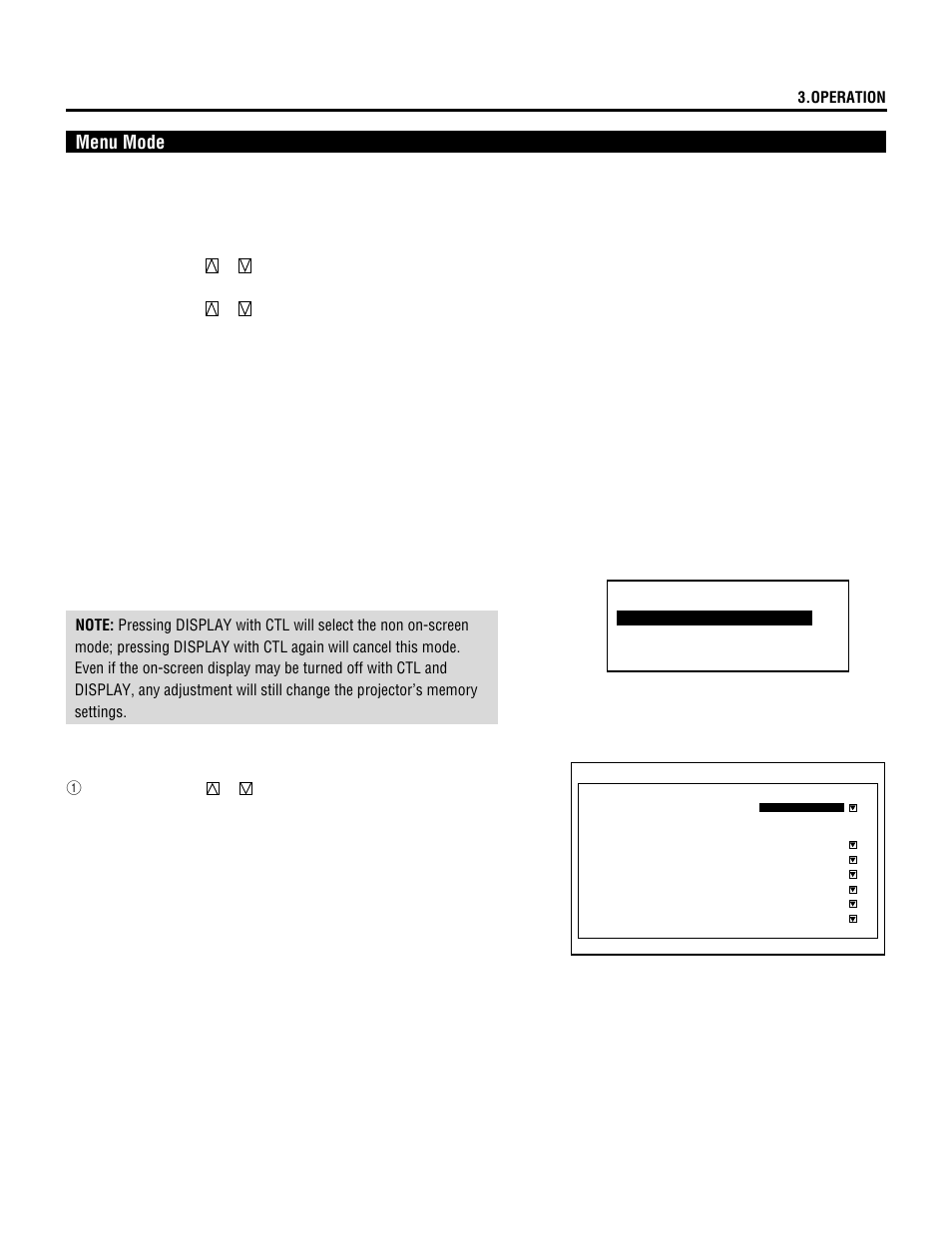 Menu mode, Message time | NEC XL-3500 User Manual | Page 67 / 81