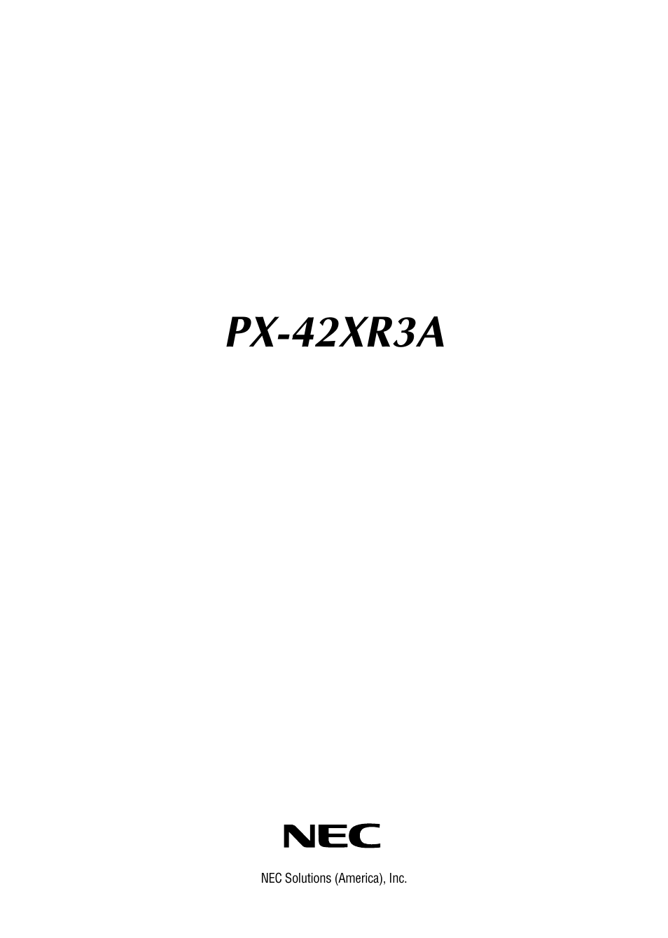 NEC PX-42XR3A User Manual | 8 pages
